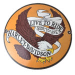 Vintage Harley Davidson Motorcycle Sign – Ride to Live Gas Pump Porcelain Sign - Image 2