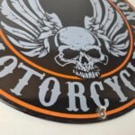 Vintage Harley Davidson Motorcycle Sign – Skull & Wings Gas Pump Porcelain Sign - Image 11