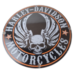 Vintage Harley Davidson Motorcycle Sign – Skull & Wings Gas Pump Porcelain Sign - Image 2