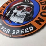 Vintage Harley Davidson Motorcycle Sign – Speed Built Gas Pump Porcelain Sign - Image 13