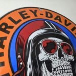 Vintage Harley Davidson Motorcycle Sign – Speed Built Gas Pump Porcelain Sign - Image 5