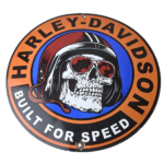 Vintage Harley Davidson Motorcycle Sign – Speed Built Gas Pump Porcelain Sign - Image 2