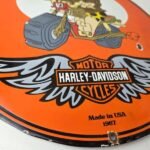 Vintage Harley Davidson Motorcycles Sign – Flintstones Porcelain Gas Pump Sign - Image 11