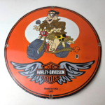 Vintage Harley Davidson Motorcycles Sign – Flintstones Porcelain Gas Pump Sign - Image 15
