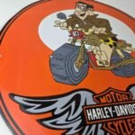 Vintage Harley Davidson Motorcycles Sign – Flintstones Porcelain Gas Pump Sign - Image 6