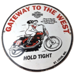 Vintage Harley Davidson Motorcycles Sign – Gas Pump Gateway West Porcelain Sign - Image 2