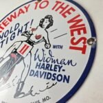 Vintage Harley Davidson Motorcycles Sign – Gateway West Gas Pump Porcelain Sign - Image 13