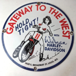 Vintage Harley Davidson Motorcycles Sign – Gateway West Gas Pump Porcelain Sign - Image 15