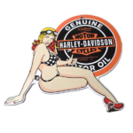 Vintage Harley Davidson Motorcycles Sign – Racing Girl Porcelain Gas Pump Sign - Image 2