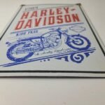 Vintage Harley Davidson Motorcycles Sign – Ride Free 84 Porcelain Gas Pump Sign - Image 11