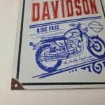 Vintage Harley Davidson Motorcycles Sign – Ride Free 84 Porcelain Gas Pump Sign - Image 7