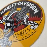 Vintage Harley Davidson Motorcycles Sign – Skull Gas Pump Porcelain Dealer Sign - Image 13