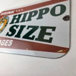 Vintage Hippo Size Porcelain – Gas Pump Drink Big Bottles Soda Beverage Sign - Image 12