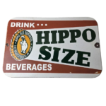 Vintage Hippo Size Porcelain – Gas Pump Drink Big Bottles Soda Beverage Sign - Image 2