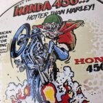 Vintage Honda Hot Rod Sign – Motorcycle Biker Rat Fink Gas Pump Porcelain Sign - Image 4