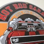 Vintage Hot Rod Shop Sign – Fast & Loud Mechanic Auto Gas Pump Porcelain Sign - Image 5