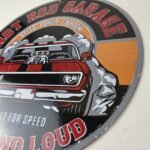 Vintage Hot Rod Shop Sign – Fast & Loud Mechanic Auto Gas Pump Porcelain Sign - Image 9