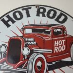 Vintage Hot Rod Shop Sign – Racing Garage Auto Gas Pump Porcelain Sign - Image 3