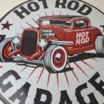 Vintage Hot Rod Shop Sign – Racing Garage Auto Gas Pump Porcelain Sign - Image 4