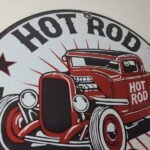 Vintage Hot Rod Shop Sign – Racing Garage Auto Gas Pump Porcelain Sign - Image 5