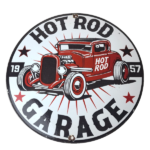 Vintage Hot Rod Shop Sign – Racing Garage Auto Gas Pump Porcelain Sign