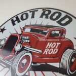 Vintage Hot Rod Shop Sign – Racing Garage Auto Gas Pump Porcelain Sign - Image 8