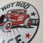 Vintage Hot Rod Shop Sign – Racing Garage Auto Gas Pump Porcelain Sign - Image 9