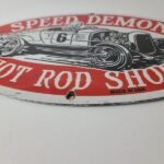 Vintage Hot Rod Shop Sign – Speed Demon Gasoline Service Pump Porcelain Sign - Image 11