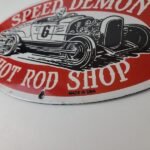 Vintage Hot Rod Shop Sign – Speed Demon Gasoline Service Pump Porcelain Sign - Image 10