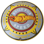 Vintage Hot Wheels Sign – Mattel Die Cast Toy Car Porcelain Gas Pump Sign