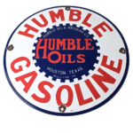 Vintage Humble Gasoline Sign – Gas Motor Oil Pump Porcelain Sign - Image 2