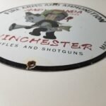 Vintage Hunting Sign – Winchester Rifles Firearms Advertisement Porcelain Sign - Image 11