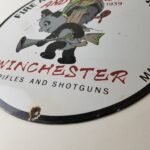 Vintage Hunting Sign – Winchester Rifles Firearms Advertisement Porcelain Sign - Image 10