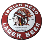 Vintage Indian Head Beer Sign – Adult Beverage Lager Brewing Porcelain Sign