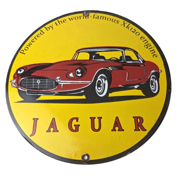 vintage-jaguar-sign-luxury-automobile-motors-gas-pump-porcelain-sign-306534997919-600x600-1.png Vintage Jaguar Sign – Luxury Automobile Motors Gas Pump Porcelain Sign - Image 1
