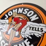 Vintage Johnson Gasoline Sign – Time Tells Gas Oil Pump Plate Porcelain Sign - Image 12