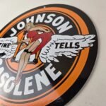 Vintage Johnson Gasoline Sign – Time Tells Gas Oil Pump Plate Porcelain Sign - Image 13