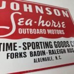 Vintage Johnson Sea Horse Sign – Boat Engines Outboards Porcelain Gas Pump Sign - Image 11