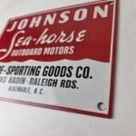 Vintage Johnson Sea Horse Sign – Boat Engines Outboards Porcelain Gas Pump Sign - Image 13