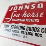 Vintage Johnson Sea Horse Sign – Boat Engines Outboards Porcelain Gas Pump Sign - Image 14