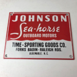 Vintage Johnson Sea Horse Sign – Boat Engines Outboards Porcelain Gas Pump Sign - Image 15