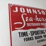 Vintage Johnson Sea Horse Sign – Boat Engines Outboards Porcelain Gas Pump Sign - Image 5