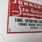 Vintage Johnson Sea Horse Sign – Boat Engines Outboards Porcelain Gas Pump Sign - Image 6