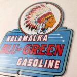 Vintage Kalamalka Gasoline Sign – Gas Service Station Pump Porcelain Sign - Image 4