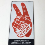 Vintage Kendall Gasoline Sign – Victory Peace Gas Pump Station Porcelain Sign