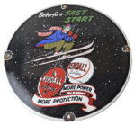 Vintage Kendall Motor Oil Sign – Skiing Winter Sport Ad Gas Porcelain Sign