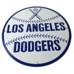 Vintage LA Dodgers Sign – MLB Baseball Stadium Porcelain Gas Pump Sign