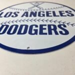 Vintage LA Dodgers Sign – MLB Baseball Stadium Porcelain Gas Pump Sign - Image 10
