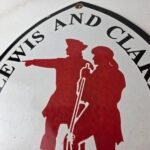 Vintage Lewis & Clark Sign – National Historic Trails Porcelain Gas Pump Sign - Image 3
