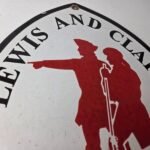 Vintage Lewis & Clark Sign – National Historic Trails Porcelain Gas Pump Sign - Image 5
